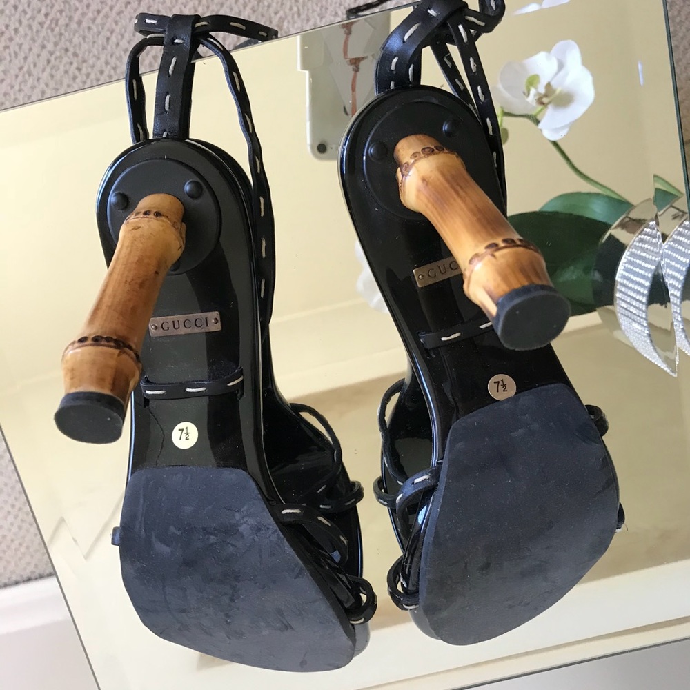♥️SOLD♥️Gucci Bamboo High Heel Sandals - Size 37.5 - Picture 5 of 7